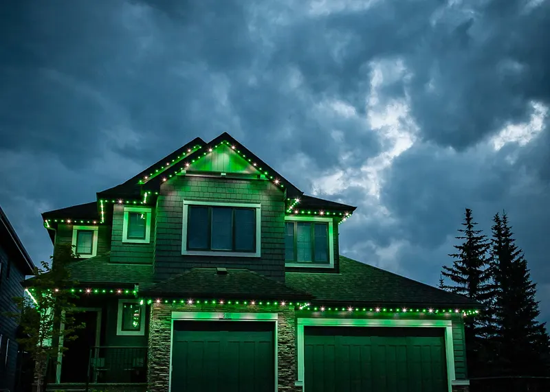 Eerie green under a stormy evening sky